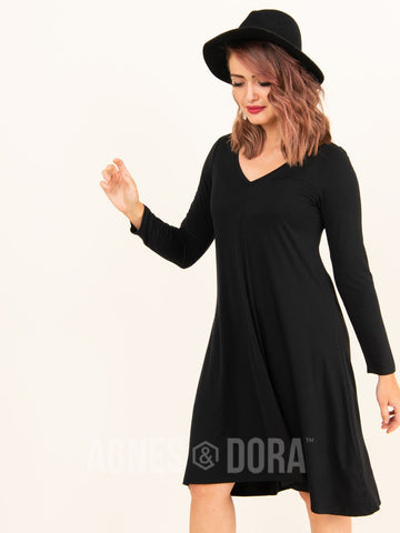 Agnes & Dora Hi-Lo Dress V-Neck Black