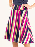 Agnes & Dora Side Sash Skirt Bold Stripe - Navy/Wine