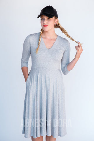 Agnes & Dora Essential Midi Dress Heather Gray Slub