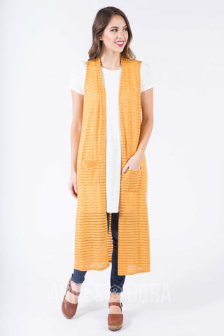 Agnes & Dora™ Vest Duster Gold Shadow Stripe