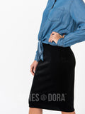 Agnes & Dora™ Pencil Skirt Velvet Black
