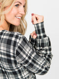 Agnes & Dora Blouson Tee Long Sleeve Black Plaid