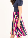 Agnes & Dora Side Sash Skirt Bold Stripe - Navy/Wine