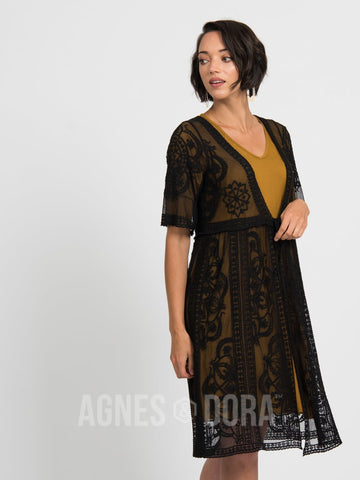 Agnes & Dora Vintage Lace Duster Black