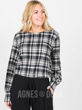 Agnes & Dora Blouson Tee Long Sleeve Black Plaid