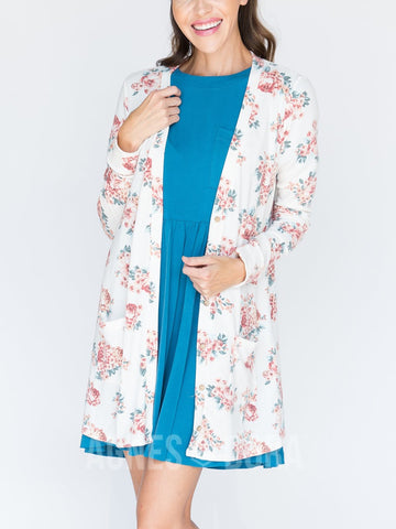 Agnes & Dora™ Essential Cardigan Please Send Flowers off White