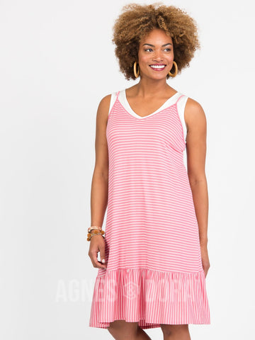 Agnes & Dora™ Slip Dress Deep Pink Stripe