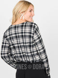 Agnes & Dora Blouson Tee Long Sleeve Black Plaid