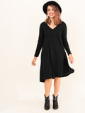 Agnes & Dora Hi-Lo Dress V-Neck Black