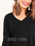 Agnes & Dora Hi-Lo Dress V-Neck Black