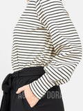 Agnes & Dora Blouson Tee Long Sleeve Ivory Black Stripe